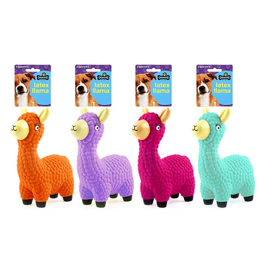 CHOMPERS Llama Squeaky Dog Toy 15x21cm- Orange, Purple, Pink or Green