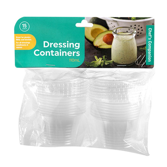CHEF'S COMPANION Clear Dressing Container with Lid 110ml (15 Pack)