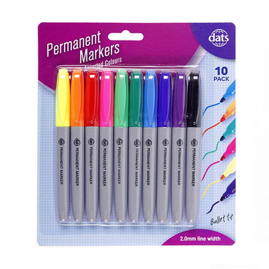 Permanent Markers Assorted Colours 2.0mm (10 Pack)