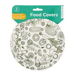 CHEF'S COMPANION Food Covers Green Vegetables Sketches Print on White (3 Pack)