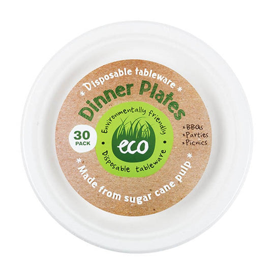 ECO White Disposable Dinner Plates 23cm (30 Pack)