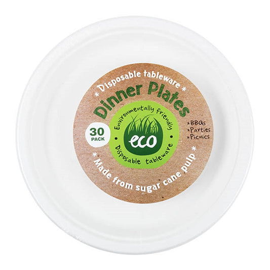 ECO White Disposable Dinner Plates 26cm (30 Pack)
