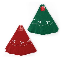 Felt Christmas Tree Skirt with White Christmas Print 90cm - Choose from Red or Green