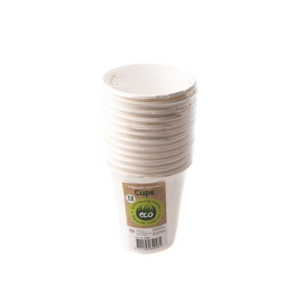 ECO White Disposable Cups 8x5x9cm (12 Pack)