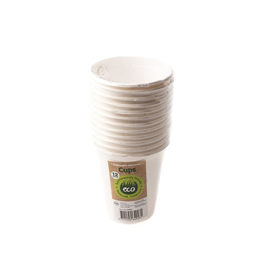 ECO White Disposable Cups 8x5x9cm (12 Pack)
