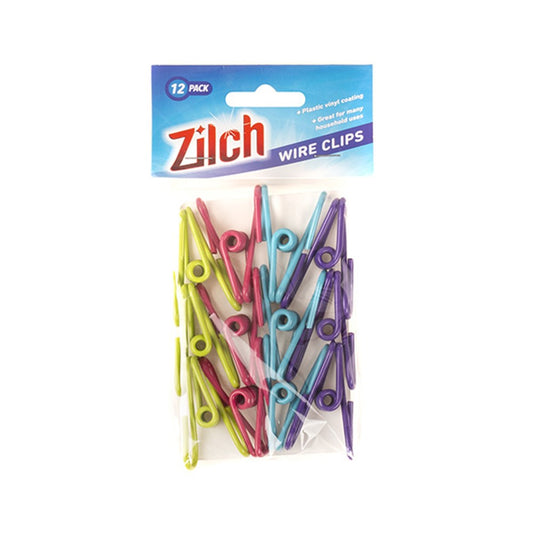 ZILCH 12 Wire Clips Assorted Colours