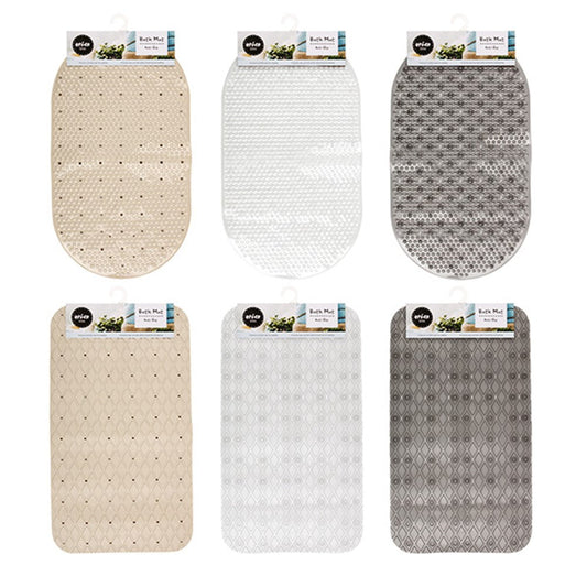 URBAN BLISS Oval and Rectangle Bath Mats 69x38cm - Clear Beige or Charcoal
