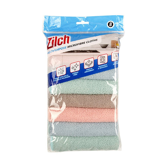 ZILCH Multipurpose Microfibre Cloths 30x30cm (8 pack)
