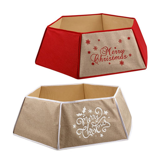 Christmas Print on Linen Tree Collar 2 Colour Designs Merry Christmas Red Beige