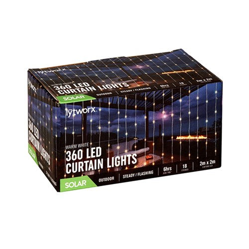 LYTWORX 360 Warm White LED Curtain Lights 2 Function (Solar)