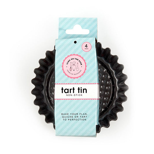 ICING ON THE CAKE Black Non-Stick Tart Tins 9.5x2cm (4 Pack)