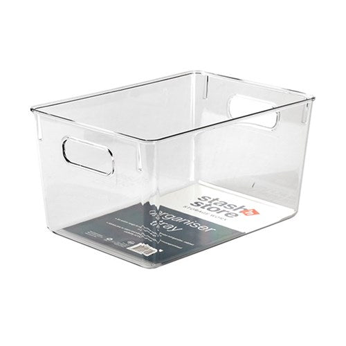 STASH'N STORE Clear Rectangle Organiser Tray 28.5x20x15cm