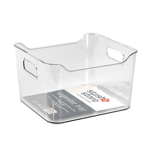 STASH N' STORE Clear Rectangle Organiser Tray 25.5x22.5x15.4cm