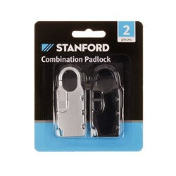 STANFORD Combination Padlocks Silver and Black with 3 Digit Combination System 2 Pack