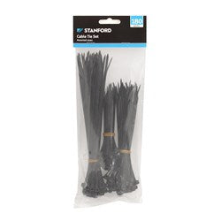 STANFORD Black Cable Ties in Various Sizes 180 Pack