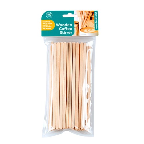 CHEF'S COMPANION Disposable Natural Wooden Coffee Stirrer (18x6x1.5cm) 100 Pack