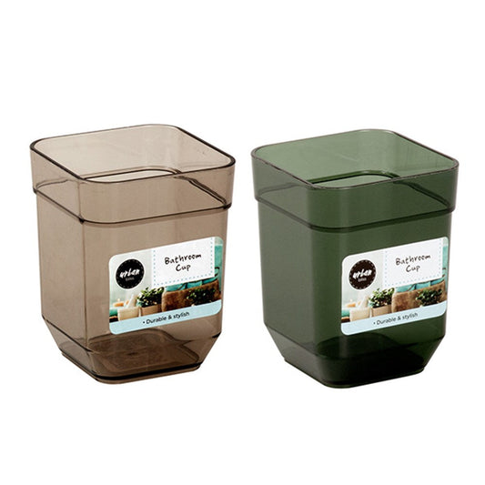 URBAN BLISS Square Bathroom Cup 8x10cm - Smoke Brown or Forest Green