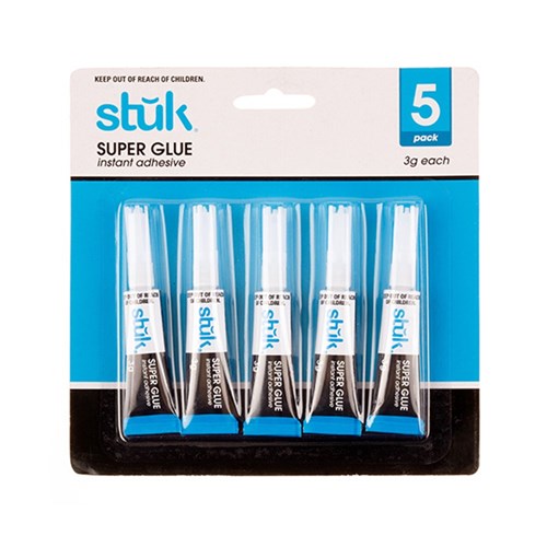 STUK Super Glue Instant Adhesive 3g Tubes (5 Pack)