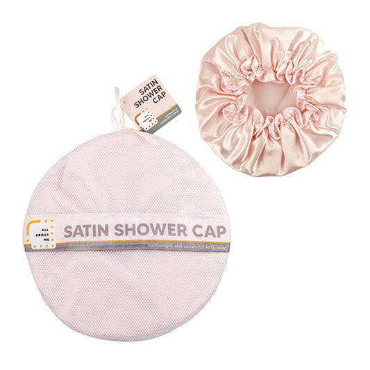 ALL ABOUT ME Pink Satin Shower Cap