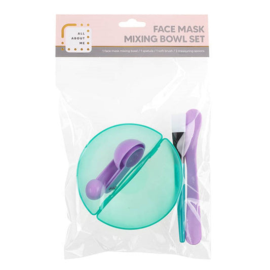 ALL ABOUT ME Face Mask Mixing Bowl 6 Piece Set - Includes Bowl 16x13cm, Spatula, Soft Brush and 3 Measuring Spoons