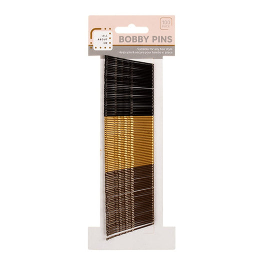ALL ABOUT ME 4.5cm Bobby Pins 100 Pack - Includes Blonde, Brown and Black