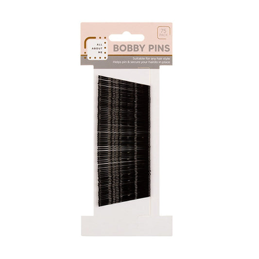 ALL ABOUT ME 4.5cm Black Bobby Pins 75 Pack