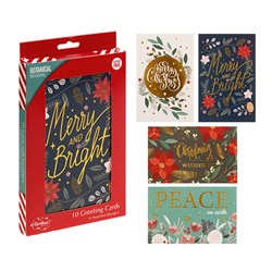 CHRISTMAS SPIRIT 10 Textured Foil Botanical Festive Greeting Cards Cards 11.5x1.7x0.7cm