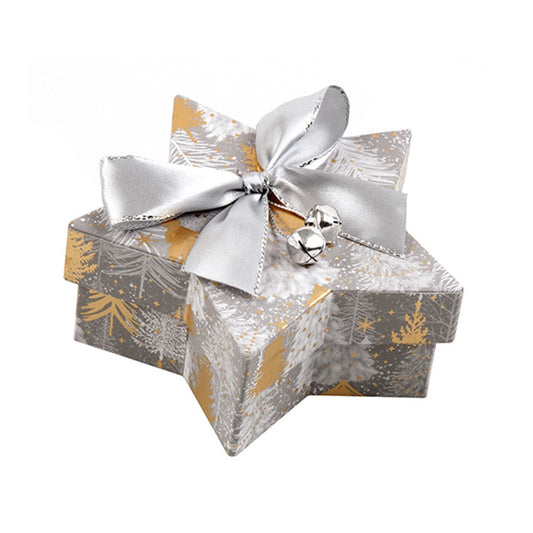 Christmas Mini Star Gift Box Gold Foil with Bow and Bells 6x3.5cm