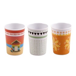 HOME MASTER White Melamine Tumblers with Design 7x9cm - Choose from Beach Hut, Flower or Pattern