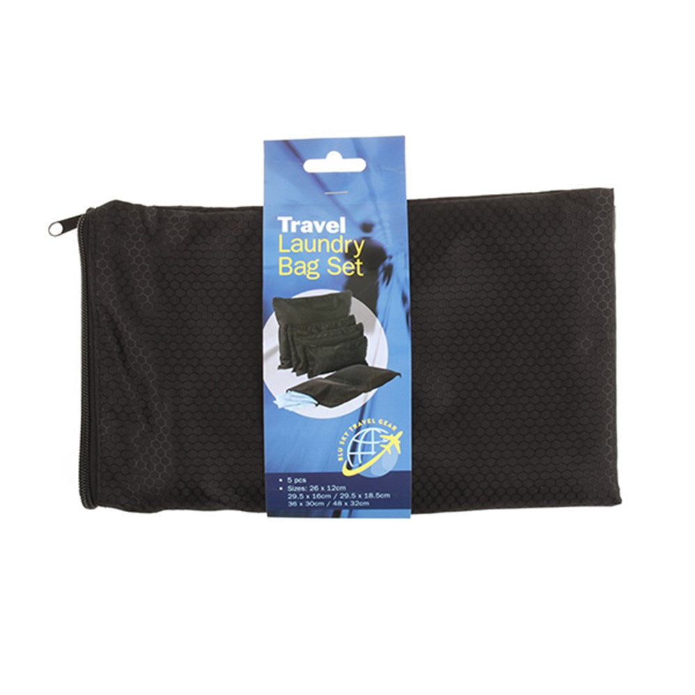 BLU SKY TRAVEL 5 Black Travel Laundry Bag Set (5 Sizes)