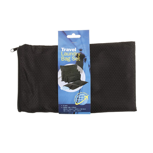 BLU SKY TRAVEL 5 Black Travel Laundry Bag Set (5 Sizes)