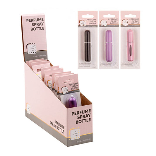 ALL ABOUT ME Perfume Spray Bottle (Refillable Atomiser with Lid) 5ml - Pink, Purple or Black