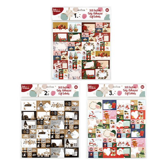 HOP INTO CHRISTMAS 168 Festive Self Adhesive Gift Labels - 3 Designs