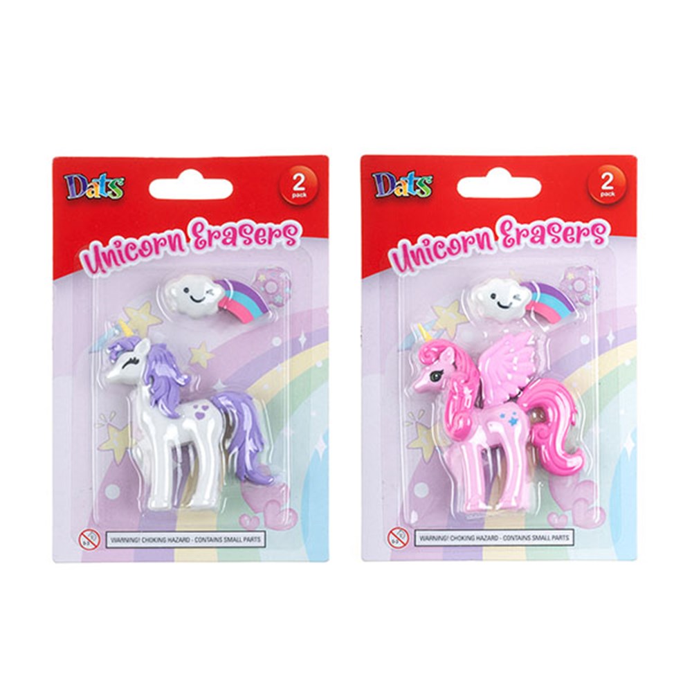 Novelty Unicorn Erasers 2 Pack - Choose from White or Pink