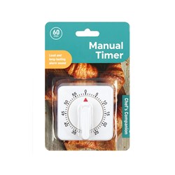 CHEF'S COMPANION White 60 Minute Square Manual Timer