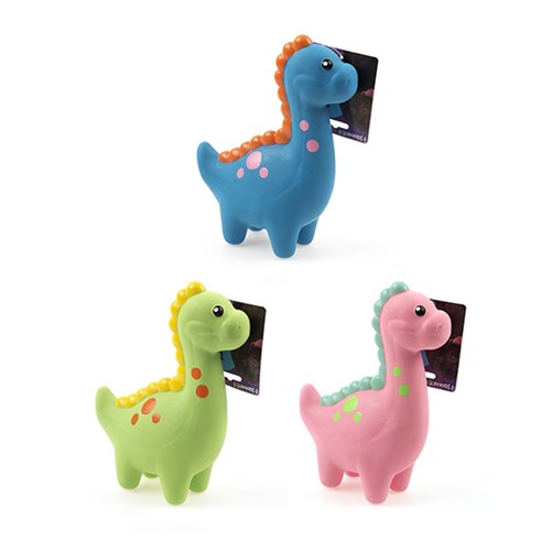 Dinosaur Squeaky Dog Toy 22cm- Blue, Pink or Green