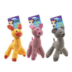 CHOMPERS Plush Animal Dog Toy 30x12cm - Pink, Yellow or Grey