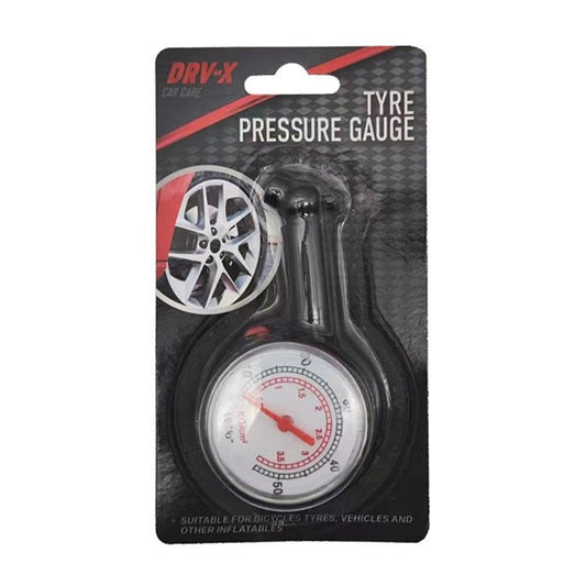 DRV-X Black Handheld Bike and Car Tyre Pressure Gauge 9.7x4.7x2.3cm