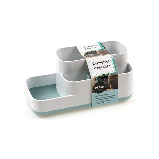 URBAN BLISS White Cosmetics Organiser with Compartments with Blue Base 23.5x11cm