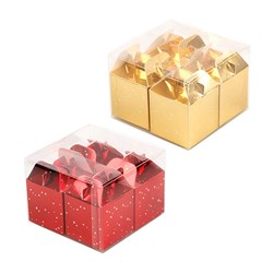 Christmas Mini Metallic Gift Boxes 5x5x7cm – Choose from Red or Gold 4 Pack