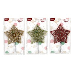 HOP INTO CHRISTMAS Sparkling Star Tree Topper 24x14x3cm - Green, Red or Gold