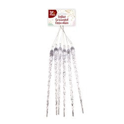 HOP INTO CHRISTMAS 6 Clear Festive Icicle Decorations to Hang 22x1.5x1.5cm