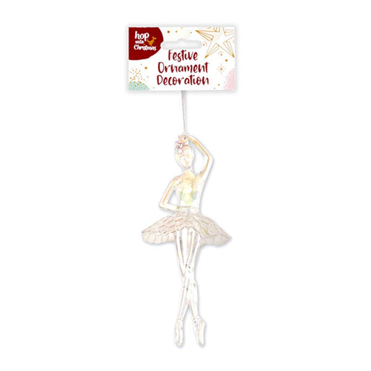 HOP INTO CHRISTMAS Opalescent Textured Dancing Ballerina Decoration to Hang 17x6x6cm