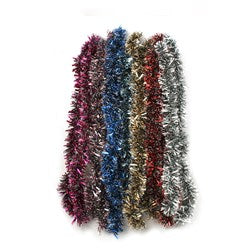 Christmas Metallic Tinsel Garland 2 Metres - Choose from Red, Gold, Silver, Green, Blue or Purple