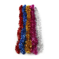 Christmas Metallic Tinsel Garland 2 Metres - Choose from Silver, Pink, Orange, Blue, Red or Green
