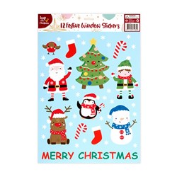 HOP INTO CHRISTMAS 12 Festive Window Stickers Pack
