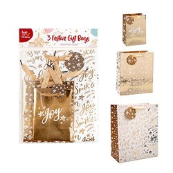 HOP INTO CHRISTMAS 3 Festive Gift Bags Pack - Small Medium Large