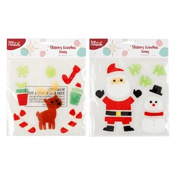 HOP INTO CHRISTMAS  Gel Window Stickers - Santa or Reindeer