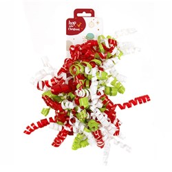 HOP INTO CHRISTMAS Festive Red White and Green Curled Gift Ribbon 3 Pack
