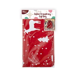 HOP INTO CHRISTMAS Festive Drawstring White Reindeer on Red Gift Bag  52.3x69.1cm